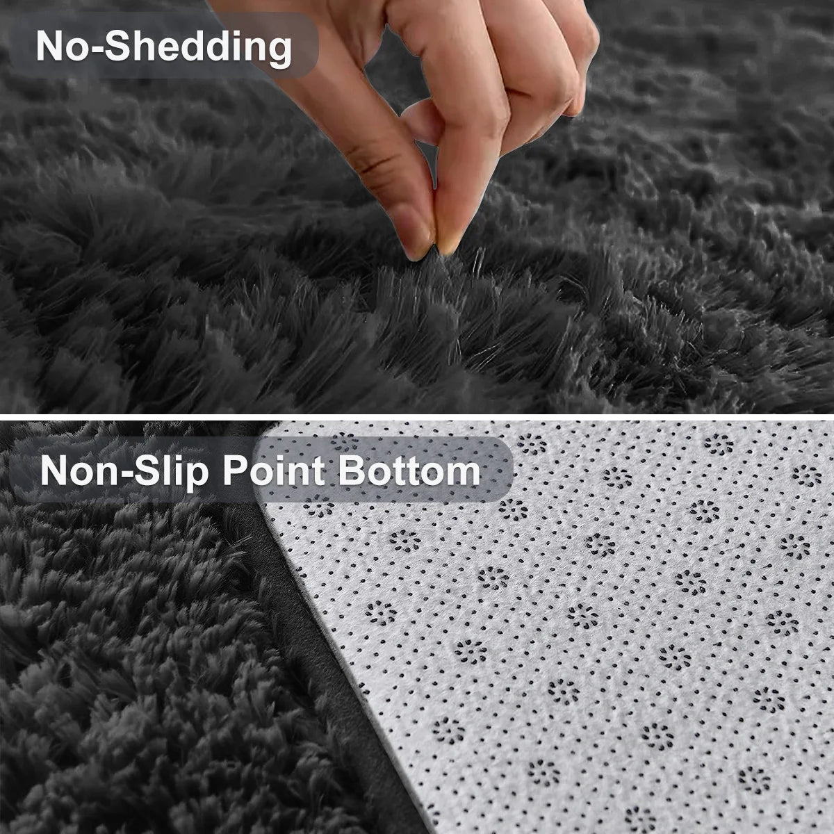 Ultra Soft Rug for Living Room, 5X8 Fluffy Shag Area Rug for Bedroom, Modern Shaggy Carpets Fuzzy Rug for Teens Dorm Bedside Home Decor Aesthetic, Heavy Duty Non Slip, Black